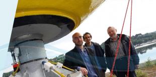 Professor Lars Johanning, Professor Julian Wolfram and David Parish at an IDCORE buoy launch